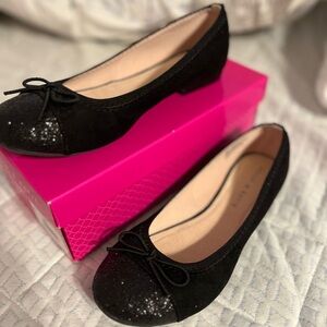 Kelly & Katie Black Glitter Ballet Flats